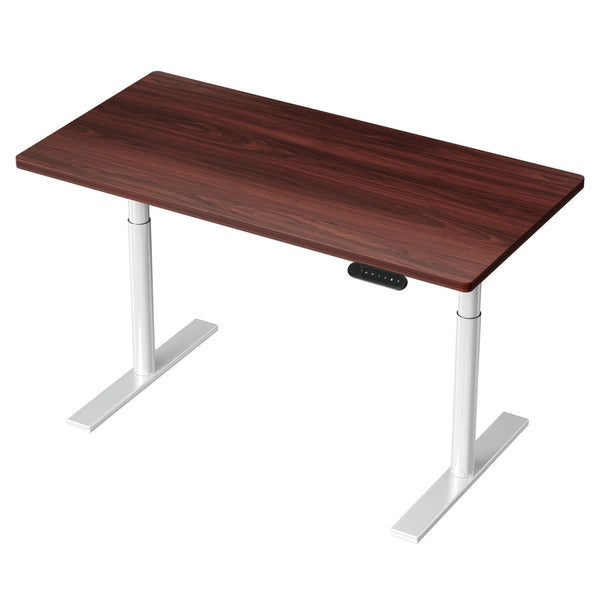 Metal Motorised Electric Dual Adjustable Standing Desk With Walnut Desktop 120Cm Standing Desks