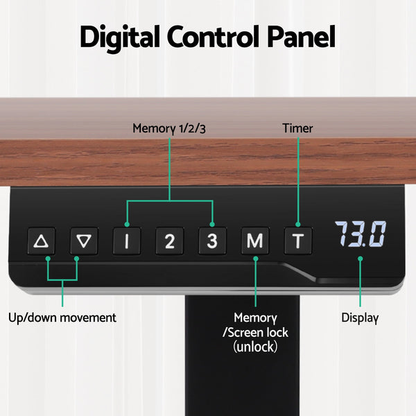 Artiss Standing Desk Motorised Dual Motor Electric Walnut 140Cm Standing Desks