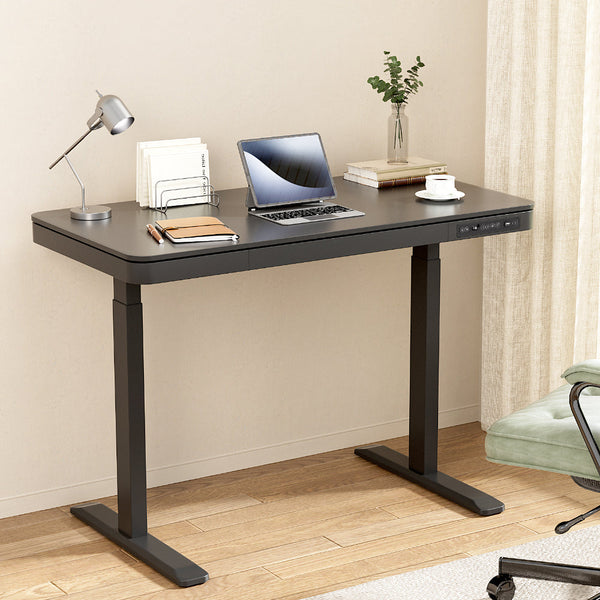 Artiss Standing Desk Motorised Electric Drawer 120Cm Black Standing Desks