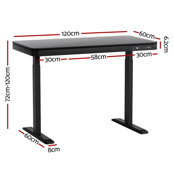 Artiss Standing Desk Motorised Electric Drawer 120Cm Black Standing Desks