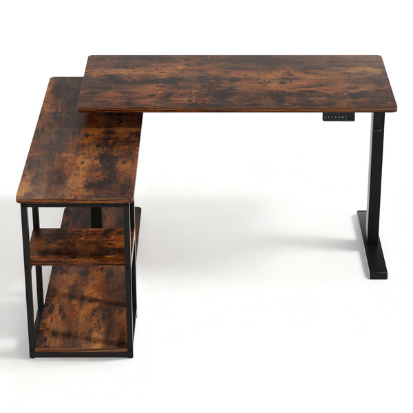 Artiss Electric Standing Desk Adjustable Motorised 120Cm L Shaped Rustic Brown Standing Desks