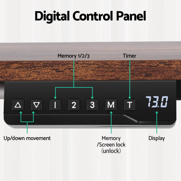 Artiss Electric Standing Desk Adjustable Motorised 120Cm L Shaped Rustic Brown Standing Desks