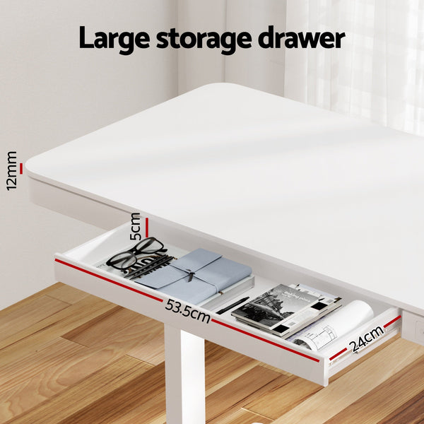 Artiss Standing Desk Motorised Electric Desks Drawer 120Cm White Standing Desks