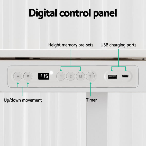 Artiss Standing Desk Motorised Electric Desks Drawer 120Cm White Standing Desks