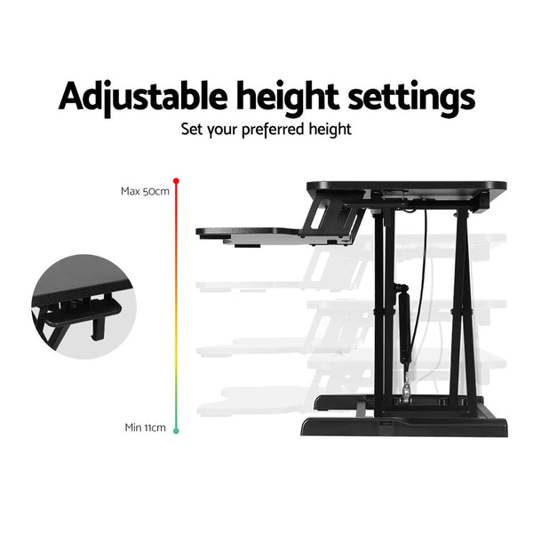 Artiss Standing Desk Riser Height Adjustable Black 80Cm Standing Desks