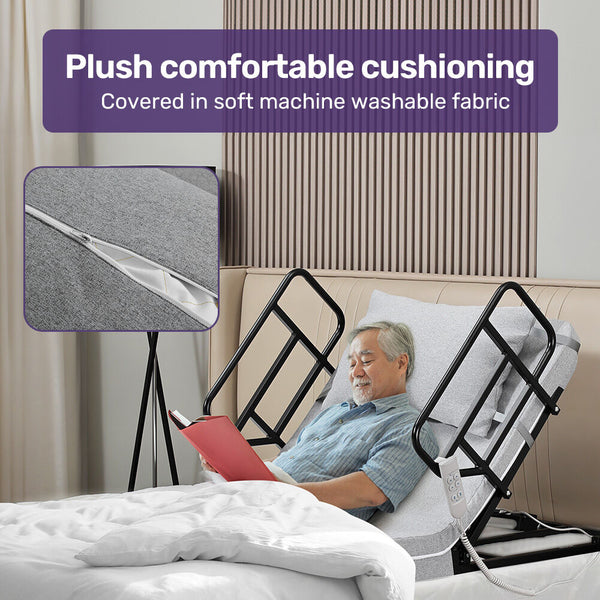 Equipmed Electric Adjustable Bed Backrest And Leg Adjustment German Engineered Power Lifting With Remote Control Grey Wedges & Bed Positioners
