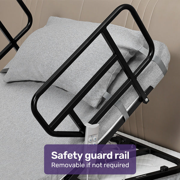 Equipmed Electric Adjustable Bed Backrest And Leg Adjustment German Engineered Power Lifting With Remote Control Grey Wedges & Bed Positioners