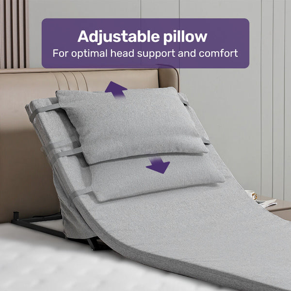Equipmed Electric Adjustable Bed Backrest And Leg Adjustment German Engineered Power Lifting With Remote Control Grey Wedges & Bed Positioners