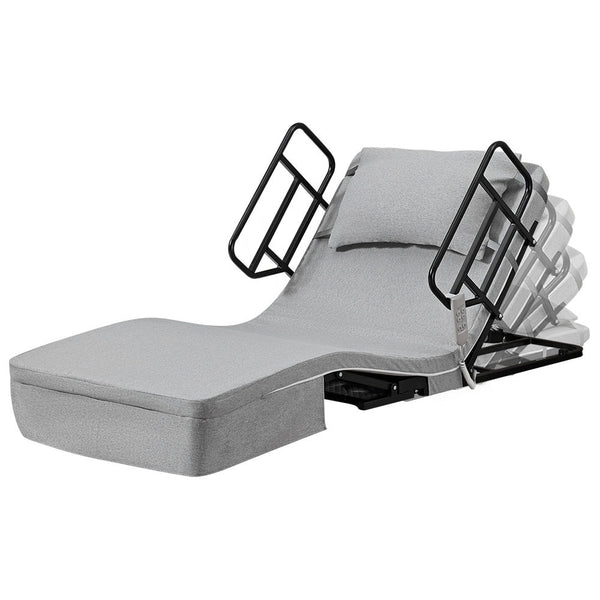 Equipmed Electric Adjustable Bed Backrest And Leg Adjustment German Engineered Power Lifting With Remote Control Grey Wedges & Bed Positioners