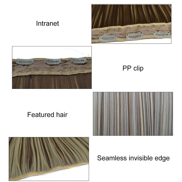 Long Straight Wig Piece With Five Clips In Colour Blend 6H27h613 Hair Extensions