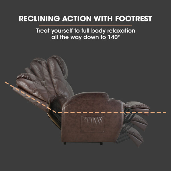 Fortia Electric Massage Lift Recliner Chair Faux Leather 8 Point Heating Dark Crimson Sofas Armchairs & Couches