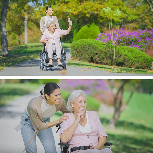 Equipmed 20 Inch Folding Wheelchair Lightweight Aluminium Portable With Park Brakes Black Wheelchairs