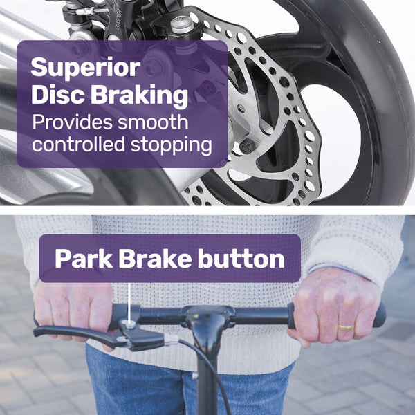 Equipmed Knee Walker Scooter Suspension Disc Brakes Silver Walkers & Canes