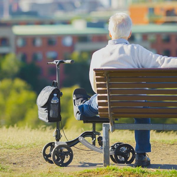 Equipmed Knee Walker Scooter Suspension Disc Brakes Silver Walkers & Canes