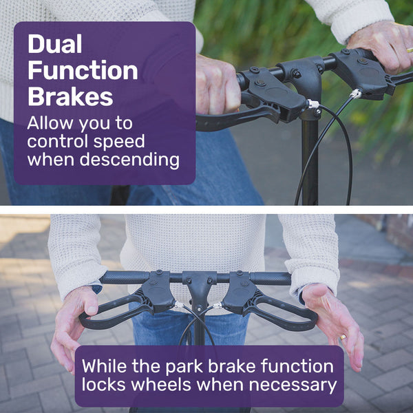 Equipmed Knee Scooter Walker Dual Brakes Bag Broken Leg Ankle Foot Mobility Crutches Alternative Red Walkers & Canes