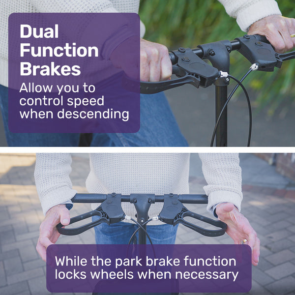 Equipmed Knee Scooter Walker 10 Inch Tyres Dual Brakes Bag Broken Leg Ankle Foot Mobility Crutches Alternative Titanium Colour Walkers & Canes