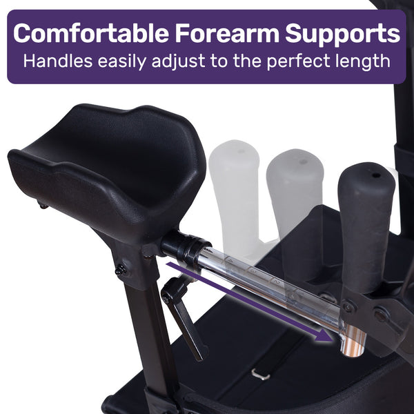 Equipmed Upright Rollator Walker With Forearm Support Rests Mobilty Aid Seat Blue Walkers & Canes