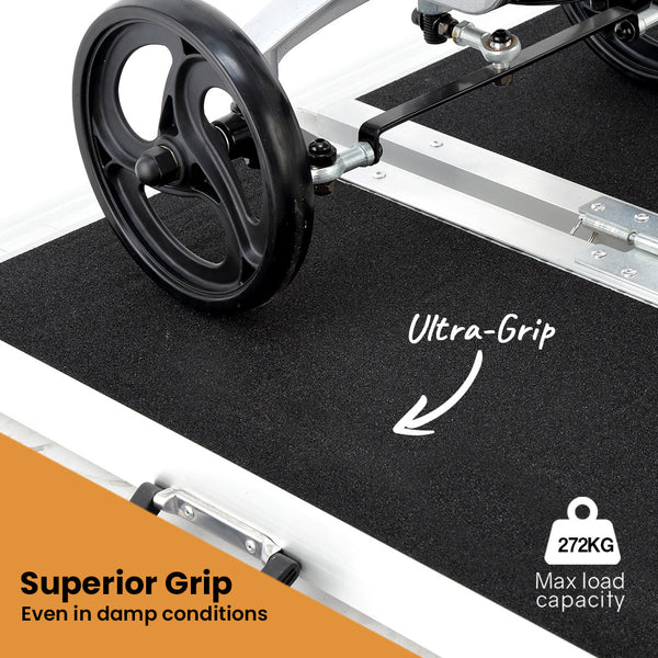 Equipmed 182Cm Portable Folding Aluminium Access Ramp 272Kg Rated Black Ultra Grip For Wheelchair Mobility Scooter Mobility Access Ramps
