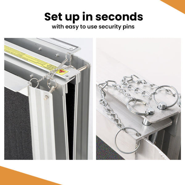 Equipmed 182Cm Portable Folding Aluminium Access Ramp 272Kg Rated Black Ultra Grip For Wheelchair Mobility Scooter Mobility Access Ramps