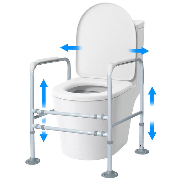 Equipmed Over Toilet Support Frame Safety Grab Aid Rail 125Kg Capacity Adjustable Height And Width Handles & Rails