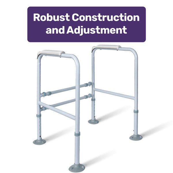 Equipmed Over Toilet Support Frame Safety Grab Aid Rail 125Kg Capacity Adjustable Height And Width Handles & Rails