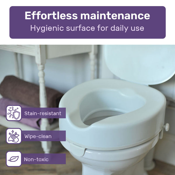 Equipmed Raised Over Toilet Seat 10Cm Riser 125Kg Capacity Raiser With Lid White Toilest Seats