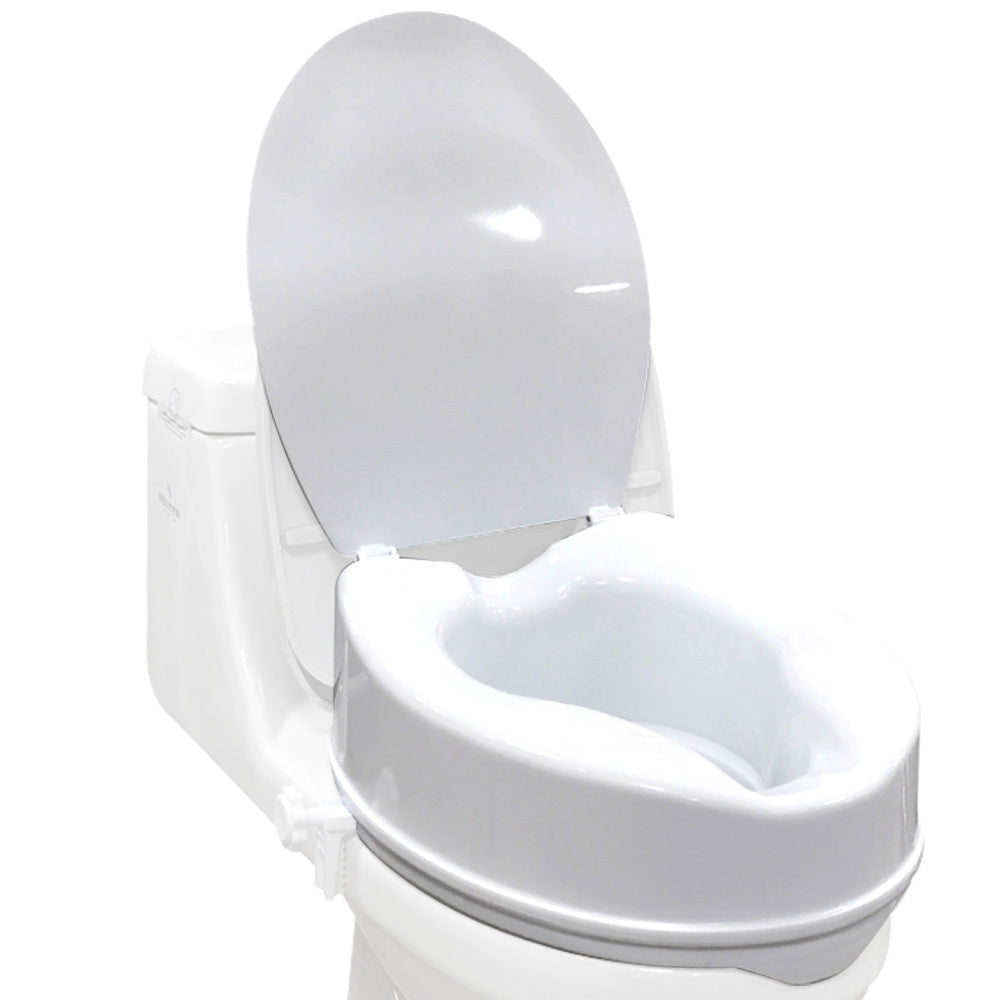 Equipmed Raised Over Toilet Seat 10Cm Riser 125Kg Capacity Raiser With Lid White Toilest Seats