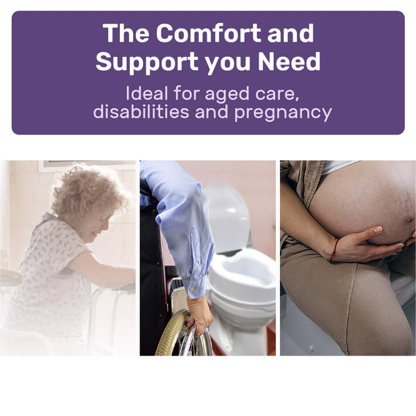 Equipmed Raised Over Toilet Seat 10Cm Riser 125Kg Capacity Raiser With Lid White Toilest Seats