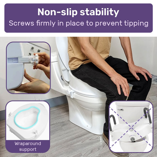 Equipmed Raised Over Toilet Seat 10Cm Riser 125Kg Capacity Raiser With Lid White Toilest Seats