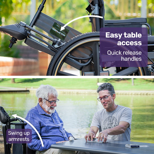 Equipmed Electric Wheelchair Folding Airline Long Range Lithium Battery 24' Rear Wheels Black Wheelchairs