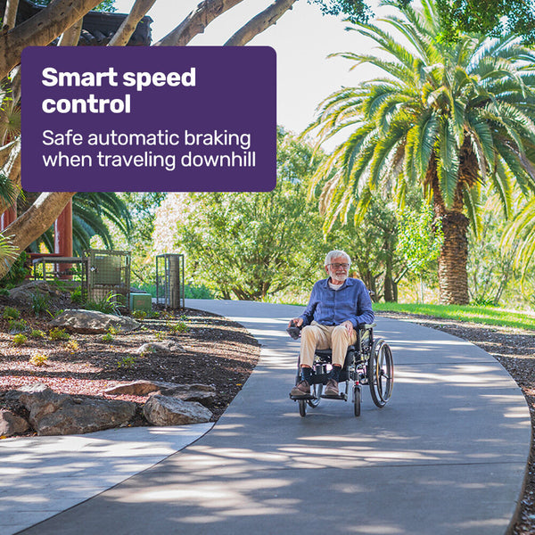 Equipmed Electric Wheelchair Folding Airline Long Range Lithium Battery 24' Rear Wheels Black Wheelchairs