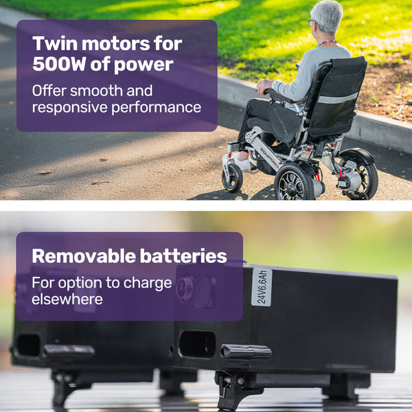 Equipmed Electric Folding Wheelchair Motorised 2X250w Long Range Power Mobility Scooter Lightweight Wheelchairs