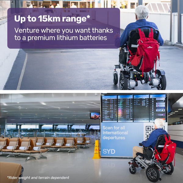 Equipmed Electric Folding Wheelchair Motorised 2X250w Long Range Power Mobility Scooter Lightweight Wheelchairs