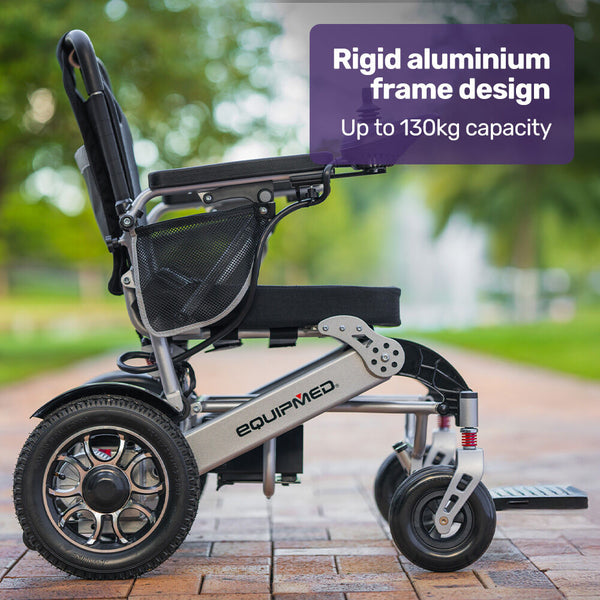 Equipmed Electric Folding Wheelchair Folding Motorised 2X250w Long Range Power Mobility Scooter Lightweight Wheelchairs
