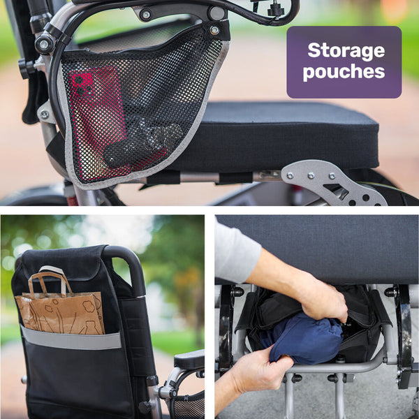 Equipmed Electric Folding Wheelchair Motorised 2X250w Long Range Power Mobility Scooter Lightweight Wheelchairs