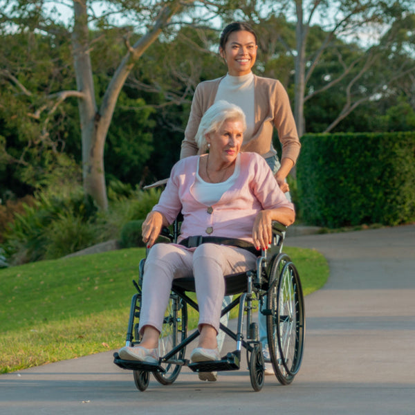 Equipmed Comfortline 24' 136Kg Capacity Xl Wide Quick Folding Wheelchair Dark Grey Hammertone Wheelchairs