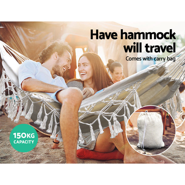 Gardeon Hammock Bed Rope Tassel Outdoor Chair Camping Hammocks