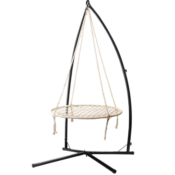 Gardeon Hammock Chair Nest Web Outdoor Swing With Steel Stand 100Cm Hammocks