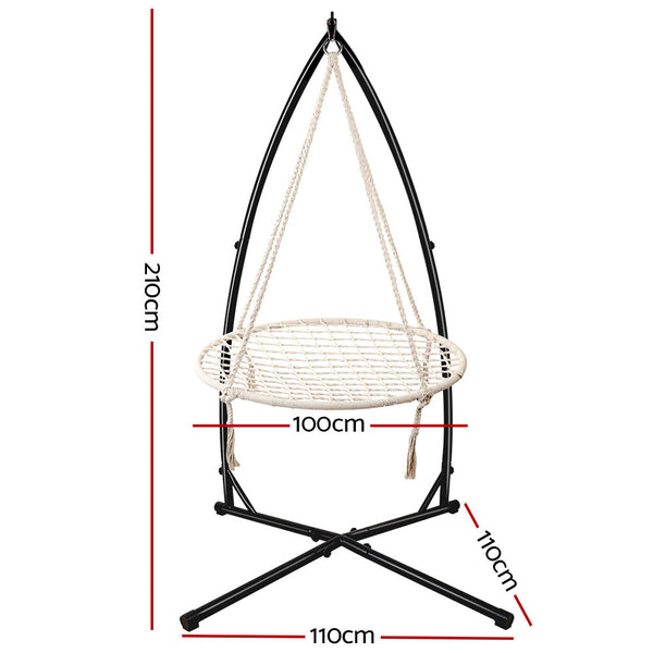 Gardeon Hammock Chair Nest Web Outdoor Swing With Steel Stand 100Cm Hammocks