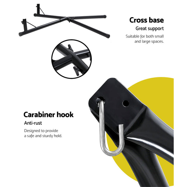 Gardeon Hammock Chair Nest Web Outdoor Swing With Steel Stand 100Cm Hammocks