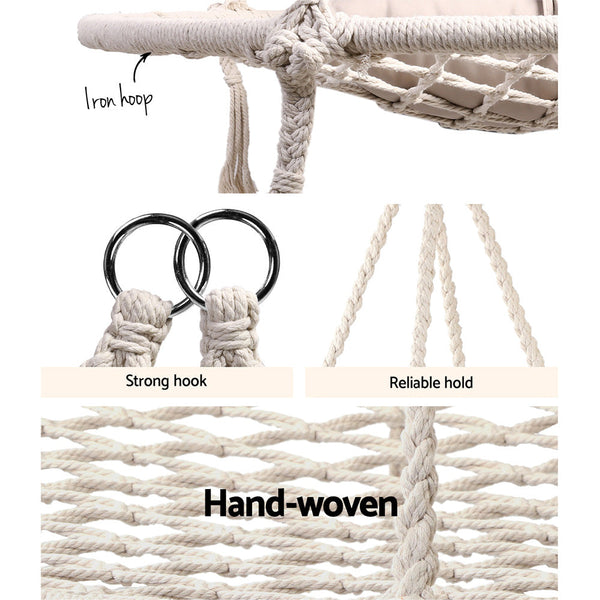 Gardeon Hammock Chair Nest Web Outdoor Swing With Steel Stand 100Cm Hammocks