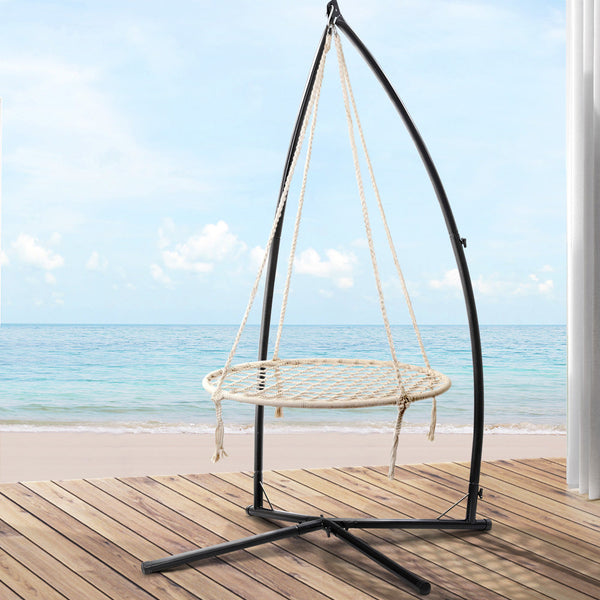 Gardeon Hammock Chair Nest Web Outdoor Swing With Steel Stand 100Cm Hammocks