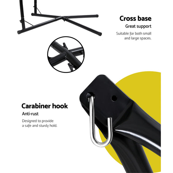 Gardeon Hammock Chair Outdoor Camping Hanging With Steel Stand Cream Hammocks