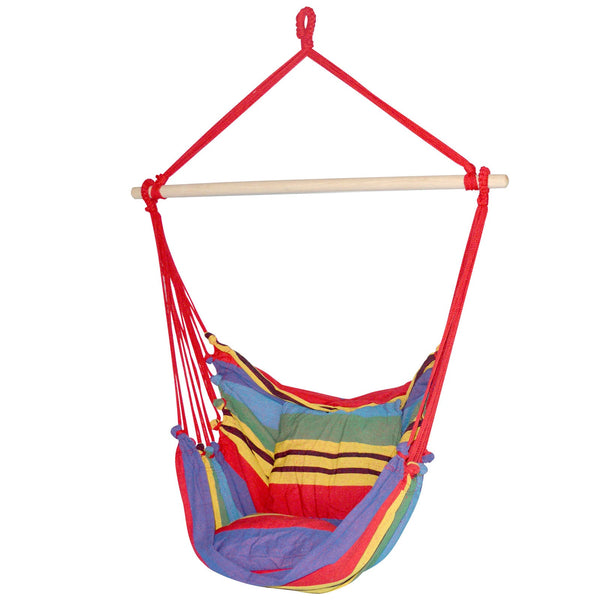 Gardeon Hammock Chair Outdoor Camping Hanging Cushion Pillow Rainbow Hammocks