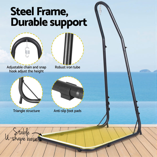 Gardeon Hammock Chair Stand Heavy Duty Steel Frame Black Hammocks
