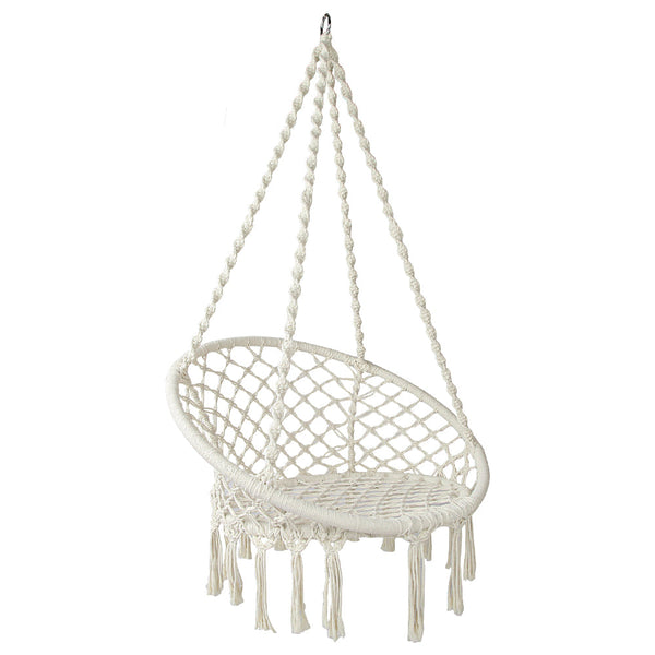 Gardeon Hammock Chair Outdoor Hanging Macrame Cotton Indoor Cream Hammocks