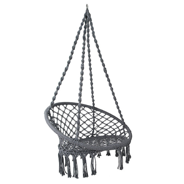 Gardeon Hammock Chair Outdoor Hanging Macrame Cotton Indoor Grey Hammocks