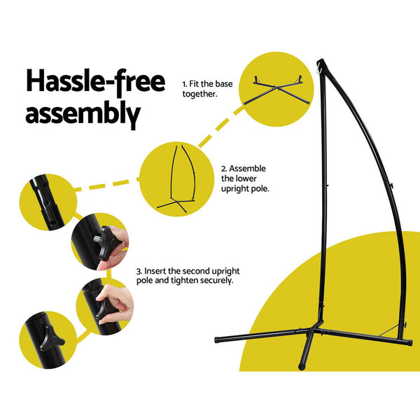 Gardeon Hammock Chair With Steel Stand Macrame Outdoor Swinging Grey Hammocks