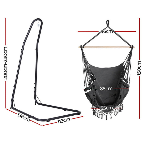 Gardeon Hammock Hanging Chair With Steel Stand Hammocks