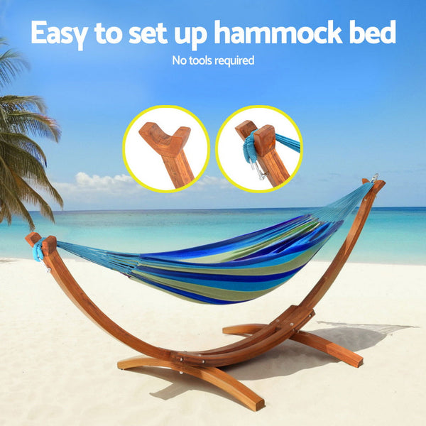 Gardeon Hammock Bed Stand Larch Wood 315Cm Length Hammocks